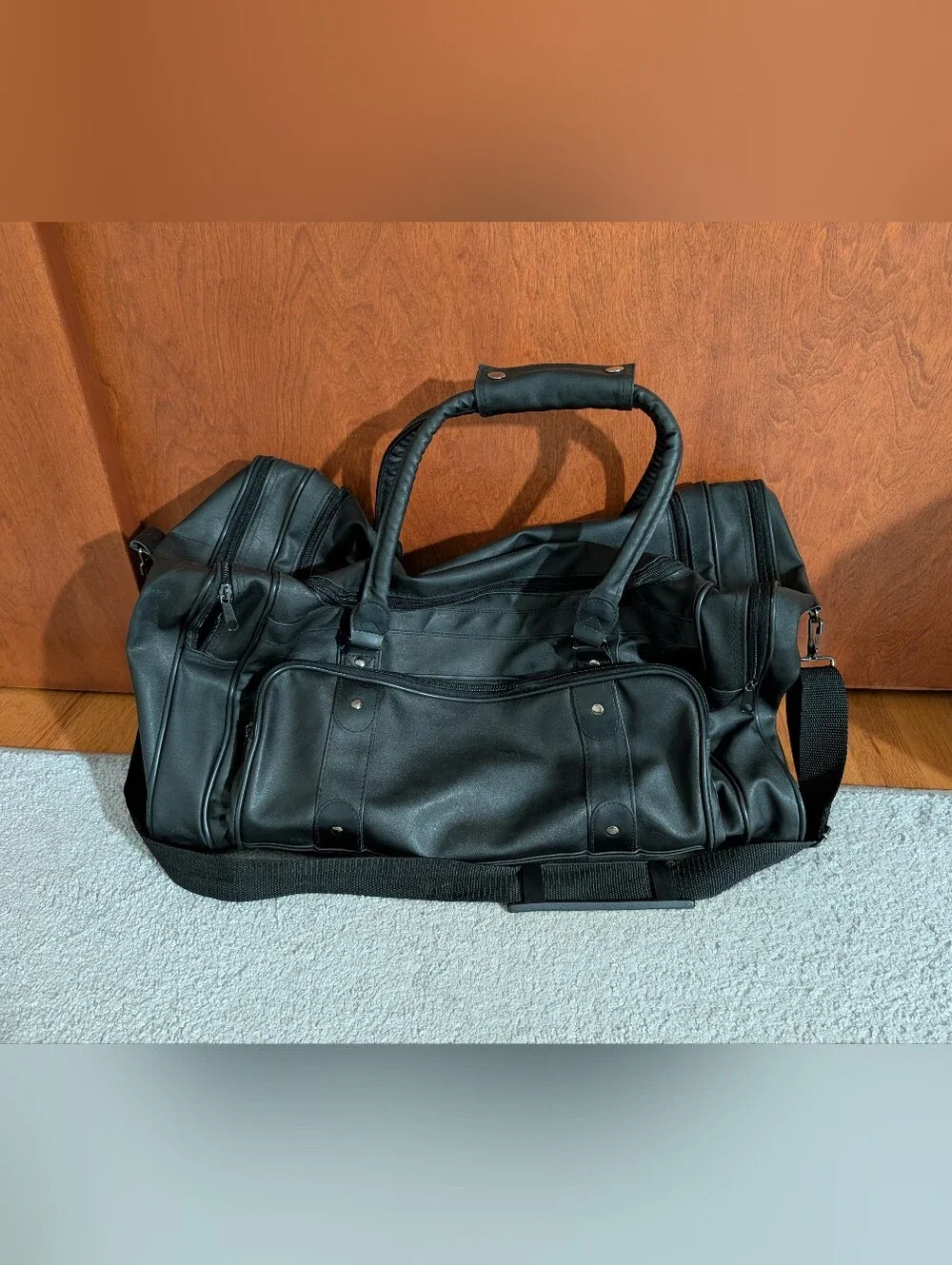 Faux Leather Duffel Bag